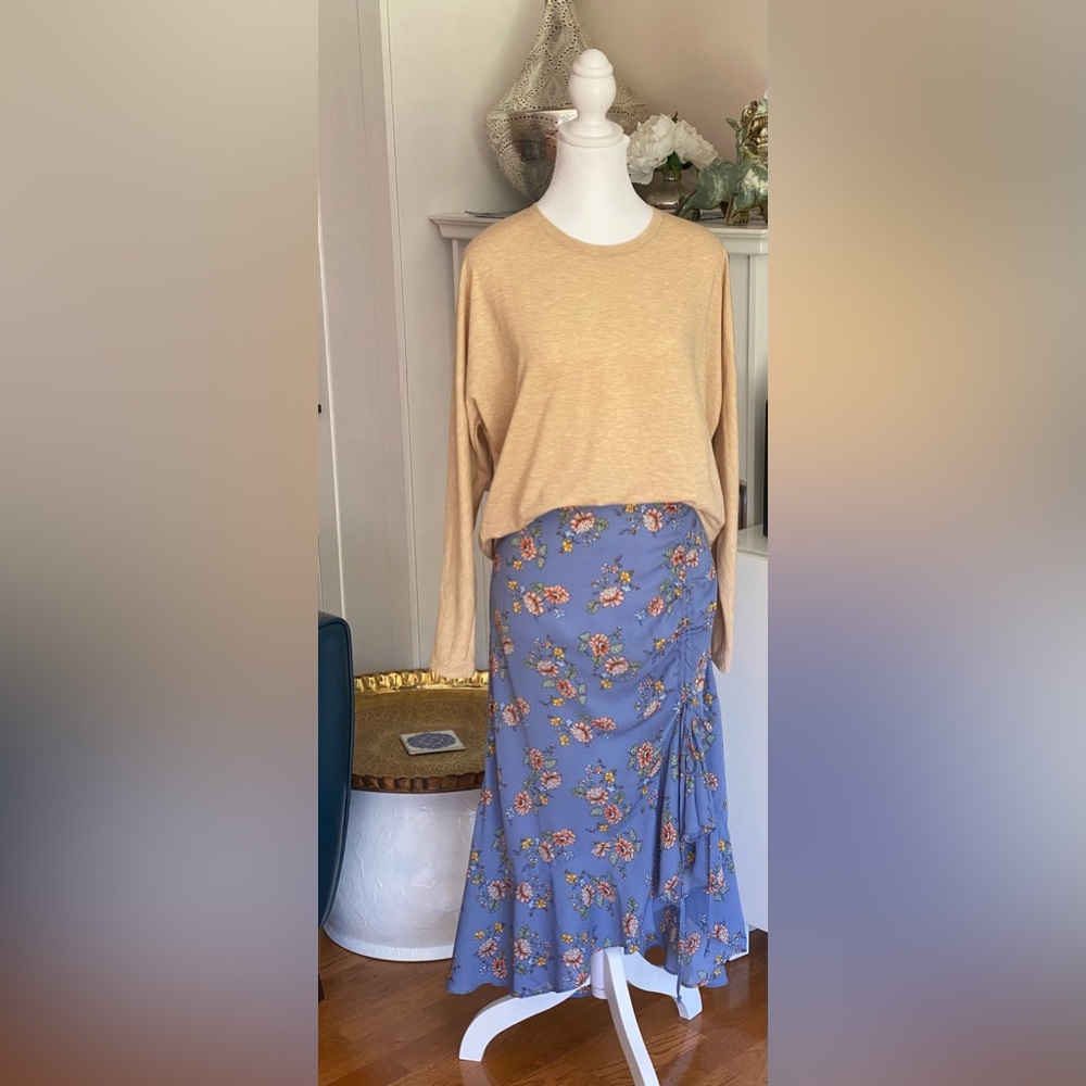 Max Studio floral cinched midi skirt